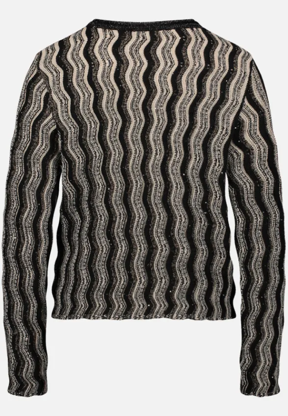 Betty Barclay Strick*Strickpullover mit Pailletten Patch Black/Taupe