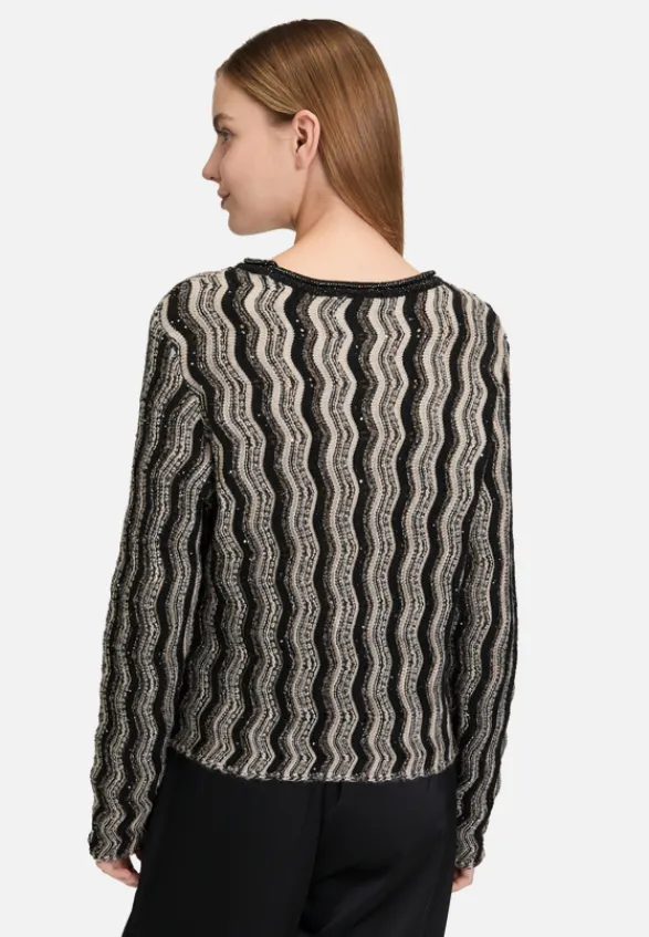 Betty Barclay Strick*Strickpullover mit Pailletten Patch Black/Taupe