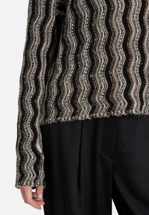 Betty Barclay Strick*Strickpullover mit Pailletten Patch Black/Taupe