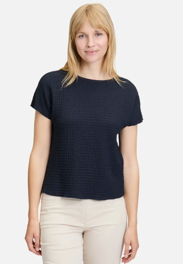 Betty Barclay Shirts*Strukturshirt mit U-Boot-Ausschnitt dunkelblau