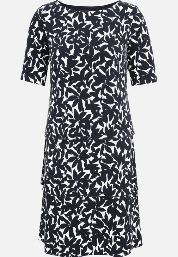 Betty Barclay Kleider*Stufenkleid kurzarm Dunkelblau/Weiß