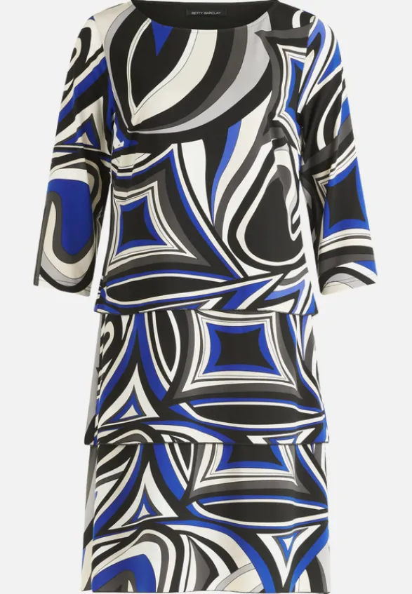 Betty Barclay Kleider*Stufenkleid mit 3/4 Arm Schwarz/Blau