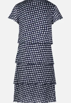 Betty Barclay Kleider|Festliche Mode*Stufenkleid mit U-Boot-Ausschnitt Dunkelblau/Weiß