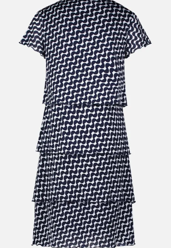 Betty Barclay Kleider|Festliche Mode*Stufenkleid mit U-Boot-Ausschnitt Dunkelblau/Weiß
