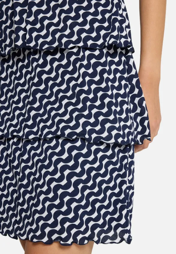 Betty Barclay Kleider|Festliche Mode*Stufenkleid mit U-Boot-Ausschnitt Dunkelblau/Weiß