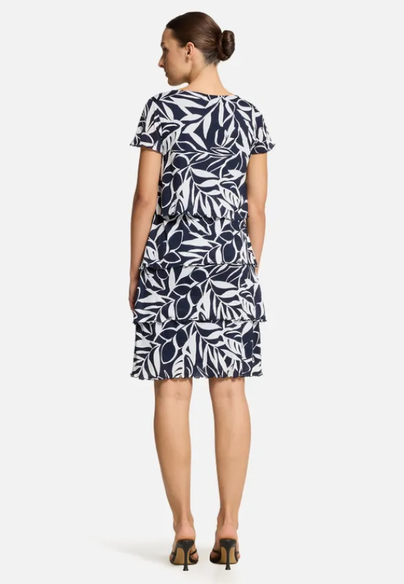 Betty Barclay Kleider*Stufenkleid mit U-Boot-Ausschnitt Dunkelblau/Weiß