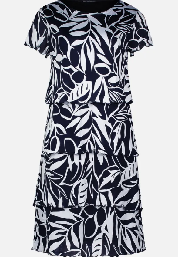 Betty Barclay Kleider*Stufenkleid mit U-Boot-Ausschnitt Dunkelblau/Weiß