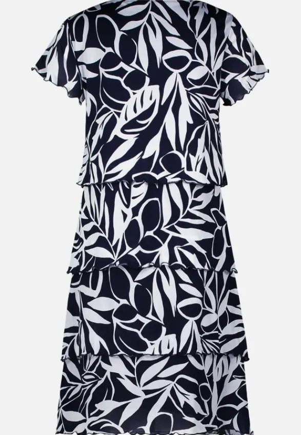 Betty Barclay Kleider*Stufenkleid mit U-Boot-Ausschnitt Dunkelblau/Weiß
