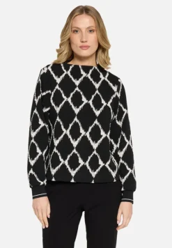 Betty Barclay Sweatshirts*Sweatshirt mit Rippbündchen Schwarz/Beige