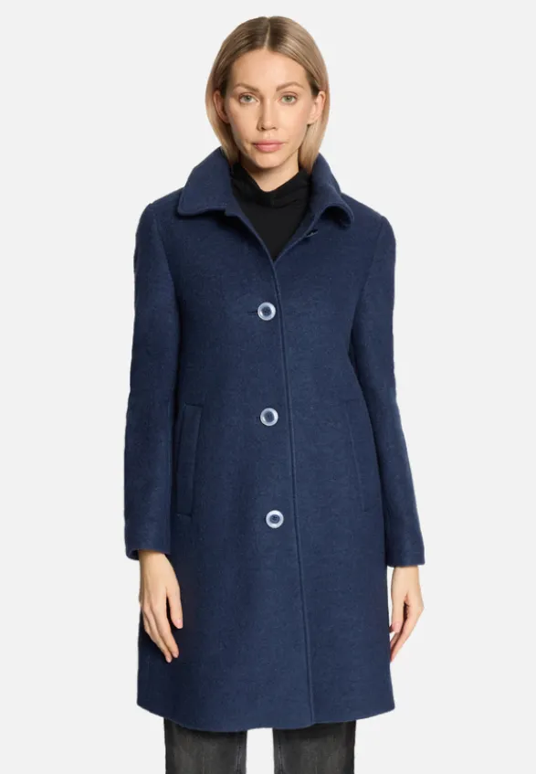 Betty Barclay Mäntel*Wollmantel mit abnehmbarer Kapuze Dark Blue Melange