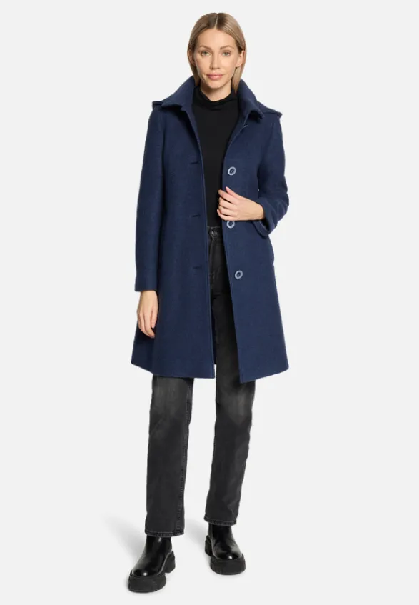 Betty Barclay Mäntel*Wollmantel mit abnehmbarer Kapuze Dark Blue Melange