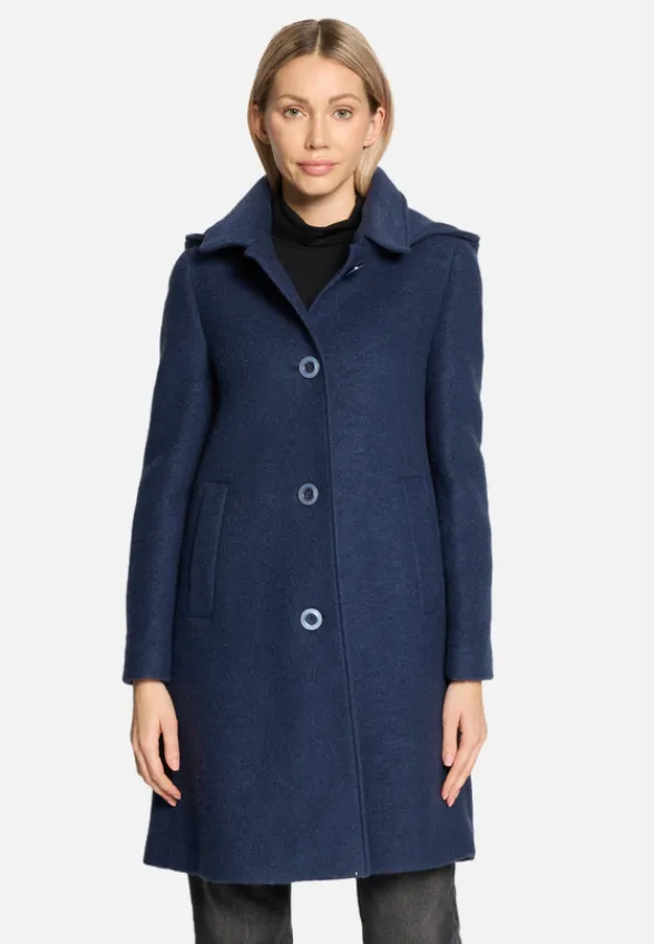 Betty Barclay Mäntel*Wollmantel mit abnehmbarer Kapuze Dark Blue Melange