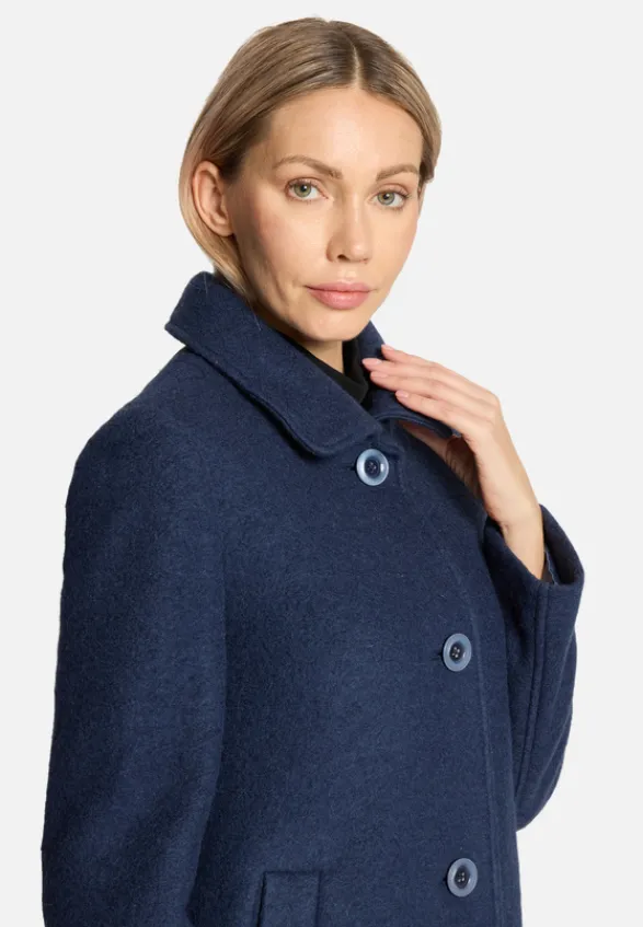 Betty Barclay Mäntel*Wollmantel mit abnehmbarer Kapuze Dark Blue Melange