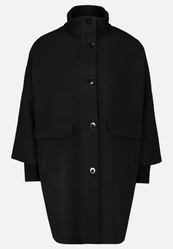 Betty Barclay Mäntel*Wollmantel mit Strickdetails Schwarz